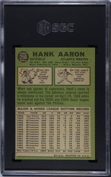1967 Topps Hank Aaron #250 SGC 7 - Back