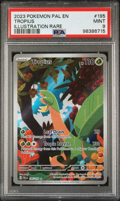 2023 POKEMON PAL EN-PALDEA EVOLVED TROPIUS ILLUSTRATION RARE #195 PSA 9 - Front