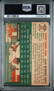 1954 Topps Warren Spahn #20 PSA 2.5