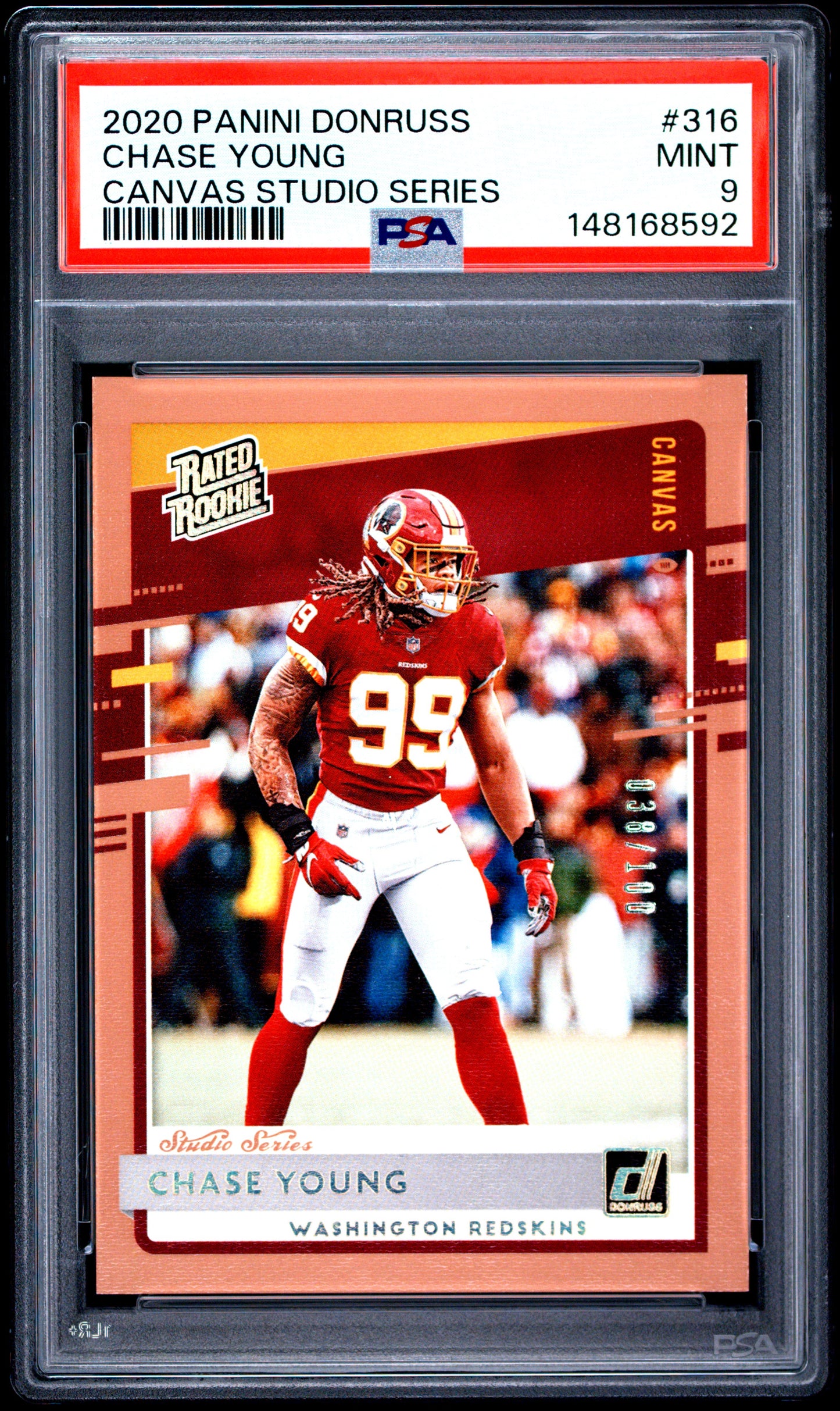 2020 Panini Donruss Chase Young Canvas Studio Series #316 PSA 9