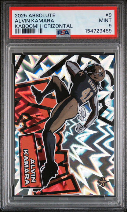 2025 Panini Absolute Kaboom! Horizontal Alvin Kamara #9 PSA 9
