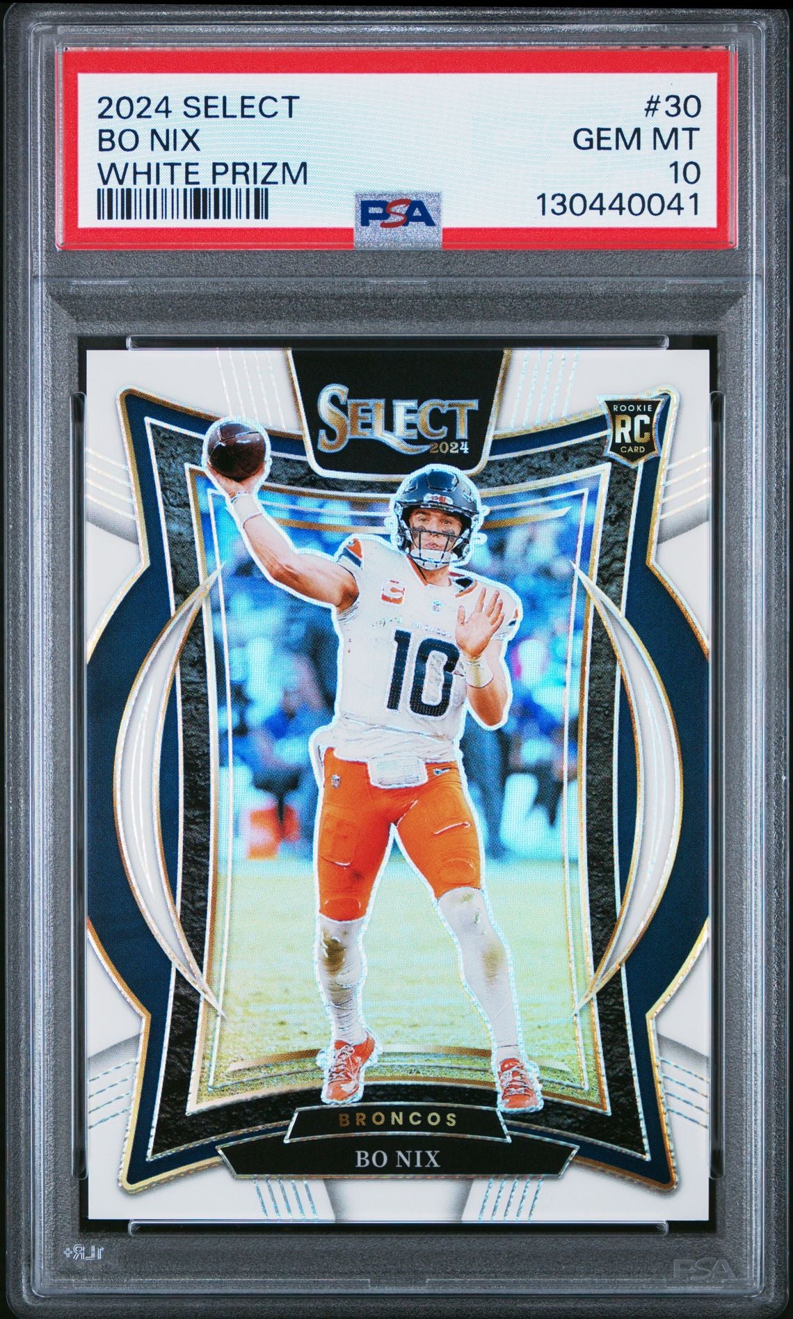 2024 Panini Select Bo Nix White Prizm #30 PSA 10
