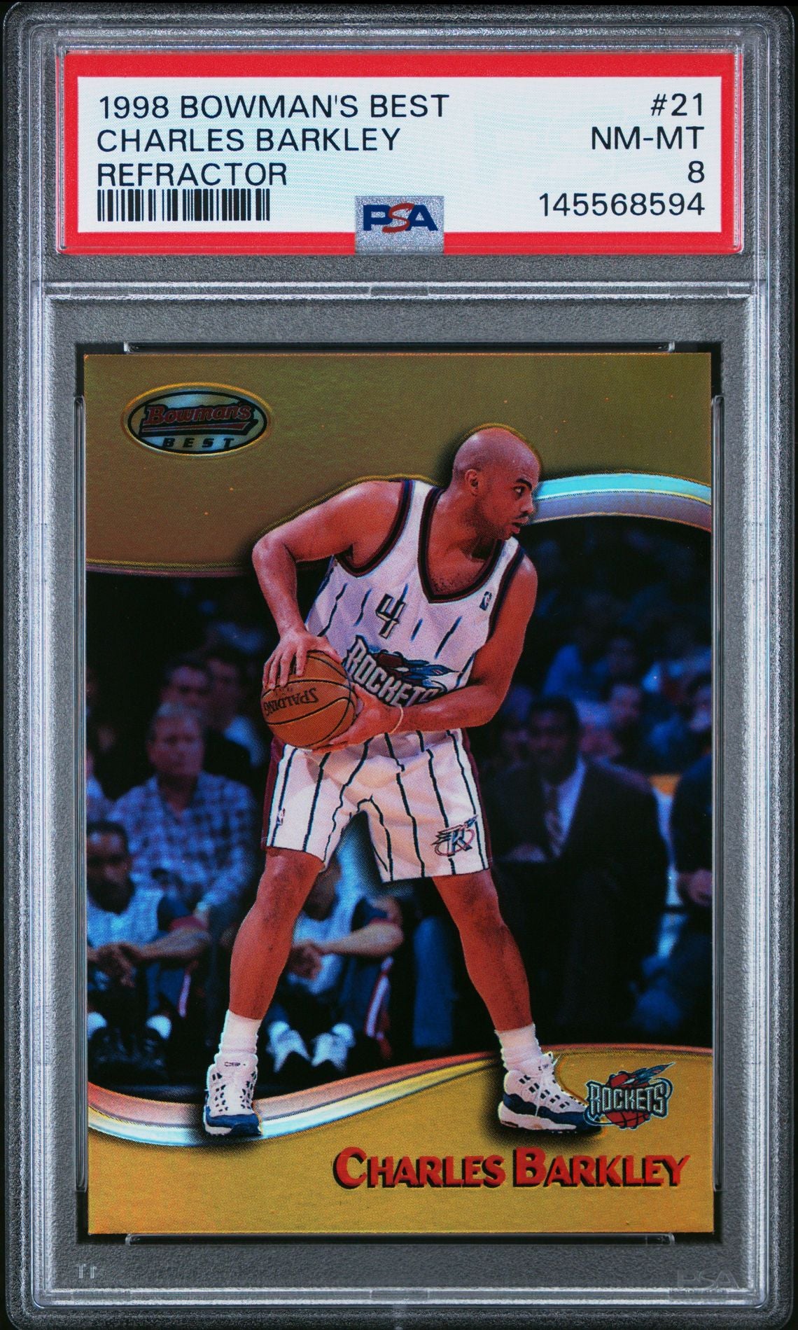 1998 Bowman's Best #21 Charles Barkley Refractor 352/400 PSA 8