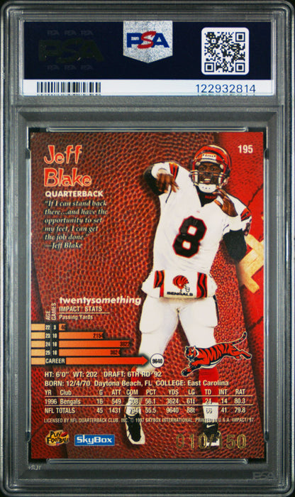 1997 Skybox Impact Jeff Blake Rave #195 PSA 8