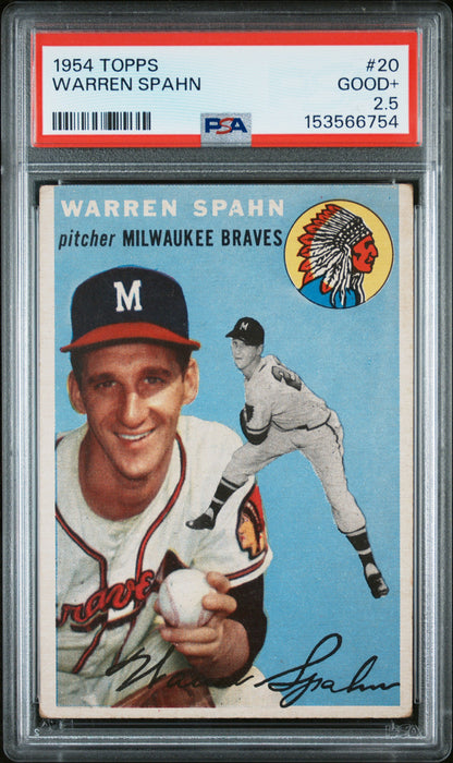 1954 Topps Warren Spahn #20 PSA 2.5
