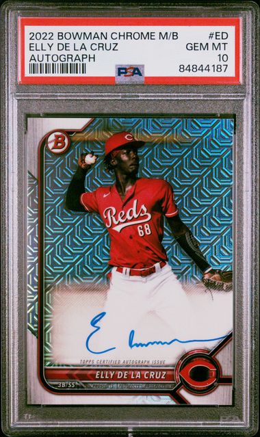 2022 BOWMAN CHROME MEGA BOX AUTOGRAPHS ELLY DE LA CRUZ AUTOGRAPH #ED PSA 10