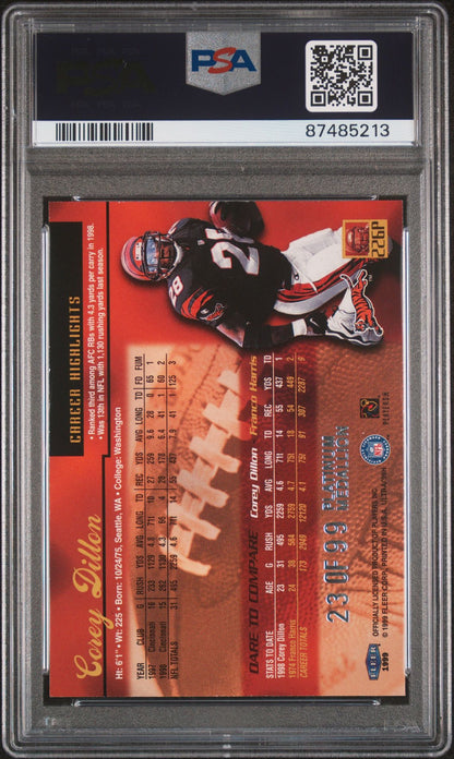 1999 Ultra Corey Dillon Platinum Medallion #226P PSA 8
