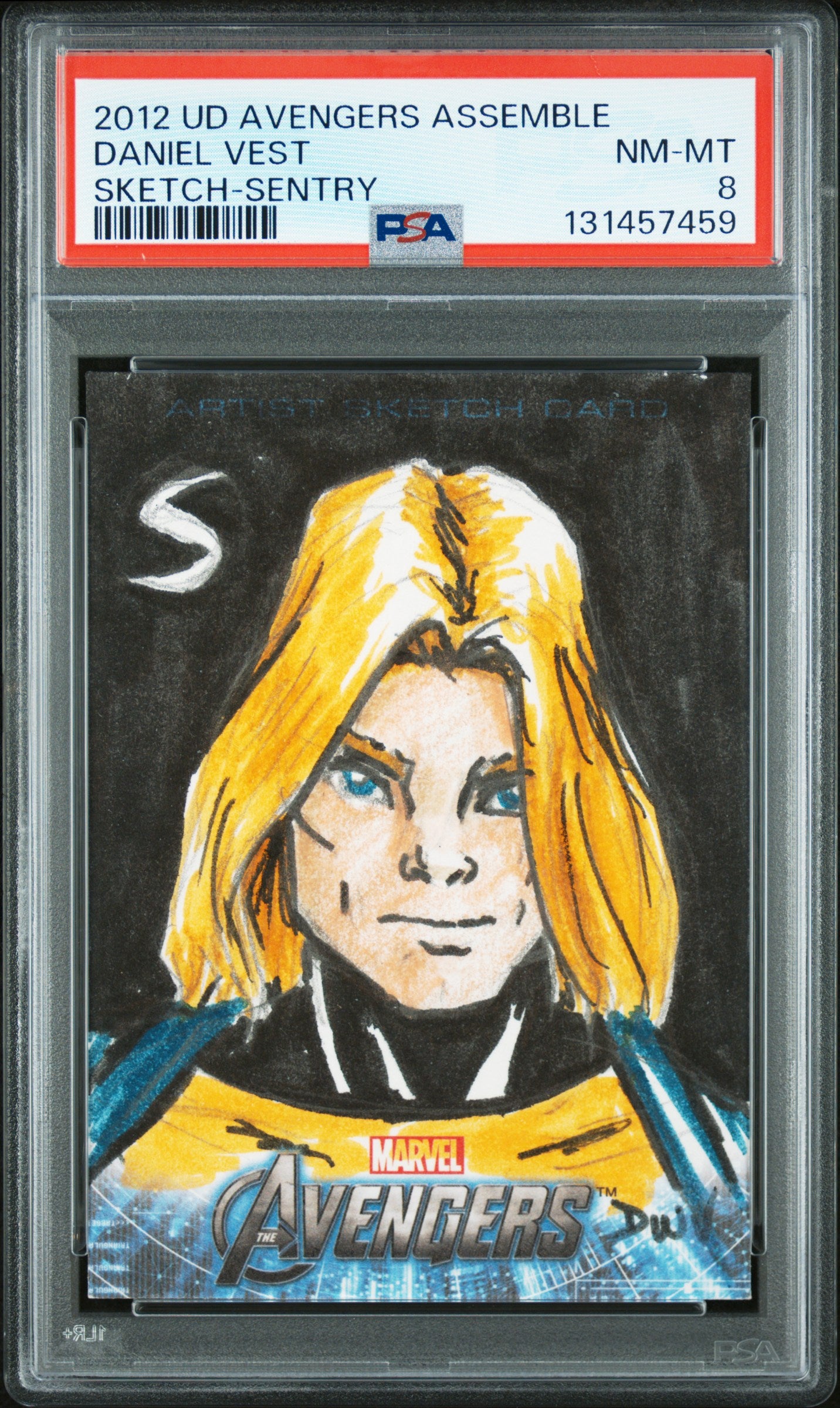 2012 Upper Deck Marvel Avengers Assemble Sketch Cards Daniel Vest Sentry PSA 8