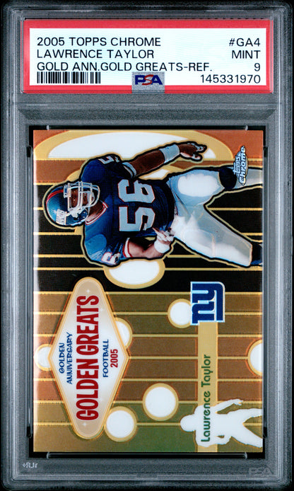 2005 Topps Chrome Golden Anniversary Golden Greats Lawrence Taylor Gold Ann.gold Greats-Ref. #GA4 PSA 9