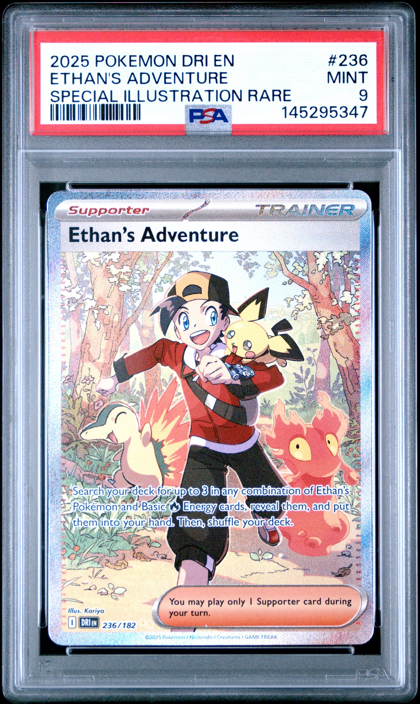 2025 Pokemon Dri En-Destined Rivals Ethan's Adventure Special Illustration Rare #236 PSA 9